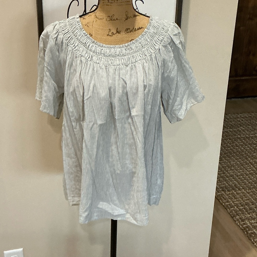 a new day Striped Gray Women's Blouse
